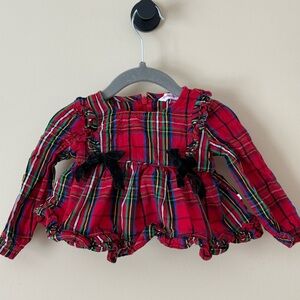 Red Plaid Baby Dress with Black Bows